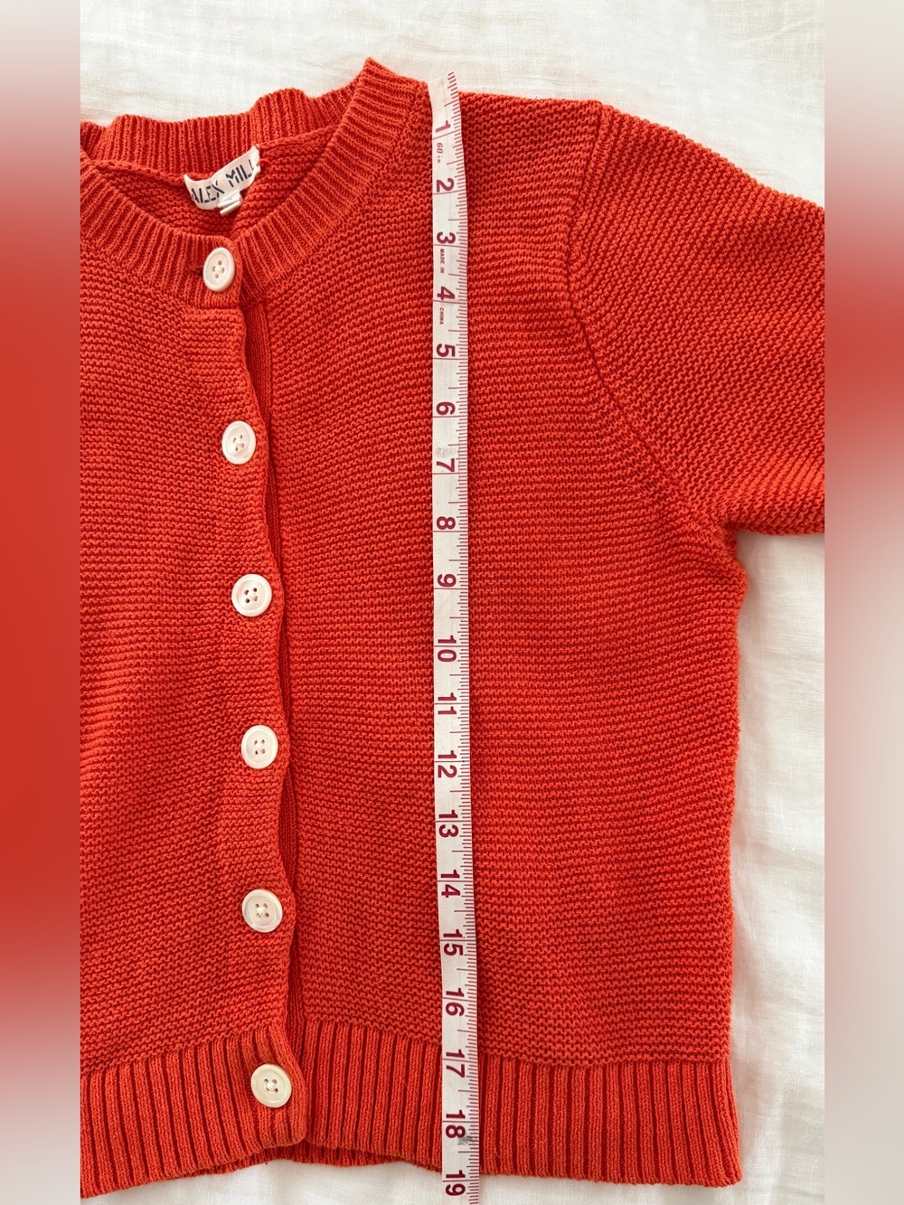Alex Mill Elle Short-Sleeve Button Cardigan Tomato - Picture 9 of 10